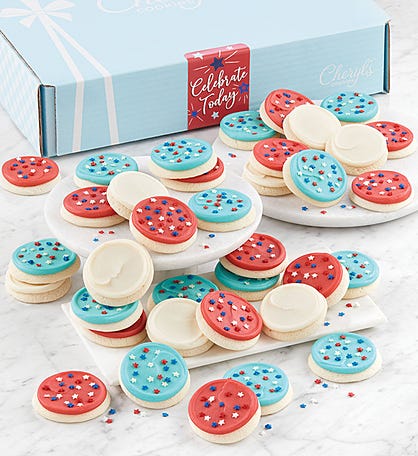 Buttercream Frosted Red White and Blue Cut-Out Cookies